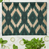 Bohemian Gold Forest Green Ikat Pattern Theedoek (Gevouwen)
