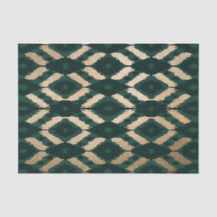 Bohemian Gold Forest Green Ikat Pattern Tissuepapier