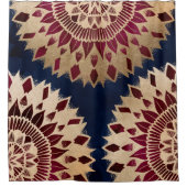 Bohemian Gold Navy Burgundy Hand Drawn Mandala Douchegordijn (Voorkant)