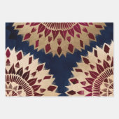 Bohemian Gold Navy Burgundy Hand Drawn Mandala Inpakpapier Vel (Voorkant 2)