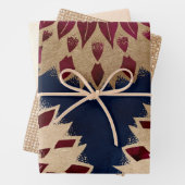 Bohemian Gold Navy Burgundy Hand Drawn Mandala Inpakpapier Vel (In situ)