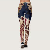 Bohemian Gold Navy Burgundy Hand Drawn Mandala Leggings (Achterkant)