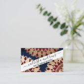 Bohemian Gold Navy Burgundy Hand Drawn Mandala Visitekaartje (Staand voorkant)