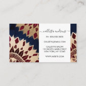 Bohemian Gold Navy Burgundy Hand Drawn Mandala Visitekaartje (Achterkant)