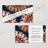 Bohemian Gold Navy Burgundy Hand Drawn Mandala Visitekaartje (Voorkant / Achterkant)