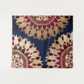 Bohemian Gold Navy Burgundy Hand Drawn Mandala Wandkleed (Voorkant (horizontaal))