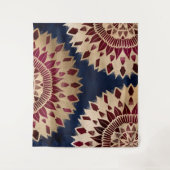 Bohemian Gold Navy Burgundy Hand Drawn Mandala Wandkleed (Voorkant)