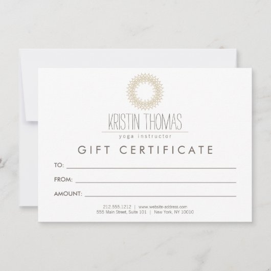 Bohemian Gold Sun Mandala Gift Certificate (Voorkant)