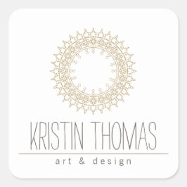 Bohemian Gold Sun Mandala Vierkante Sticker