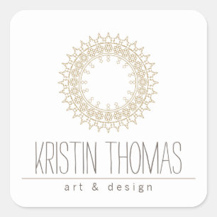 Bohemian Gold Sun Mandala Vierkante Sticker
