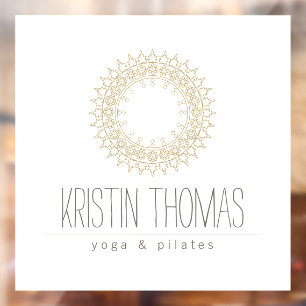 Bohemian Gold Sun Mandala Yoga, Boutique, Salon Raamsticker