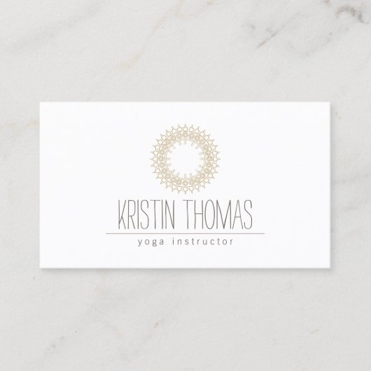 Bohemian Gold Sun Mandala Yoga Visitekaartje (Voorkant)