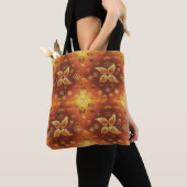 Bohemian Golden Retro Floral Tote Bag (Dichtbij)