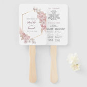 Bohemian Goud Roze Bloemen Bruiloft Handwaaier (Voorkant en achterkant)