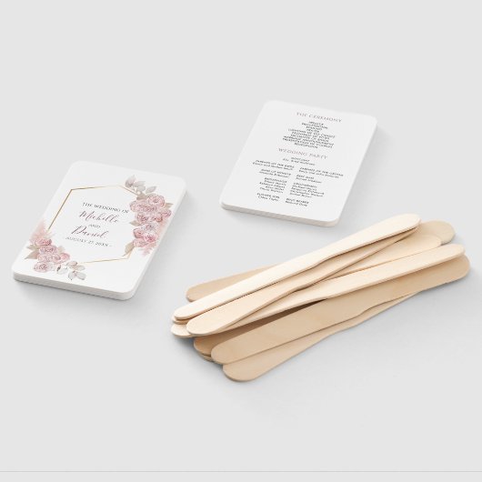 Bohemian Goud Roze Bloemen Bruiloft Handwaaier (Niet-gemonteerd)