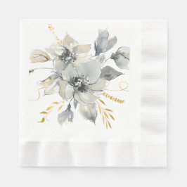 Bohemian Gray Floral Wedding Shower Napkins Servet