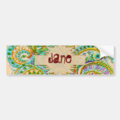 Bohemian Green Doodle Pattern Name Sticker (Voorkant)
