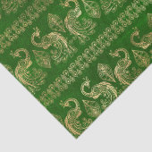 Bohemian Green en Gold Foil Peacok Pattern Tissuepapier (Detail)