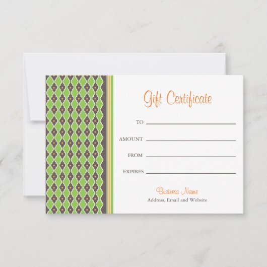 Bohemian Green Gift Certificate (Voorkant)