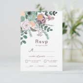 Bohemian Green & Mauve Chic Floral Flowers antwoor Kaart (Staand voorkant)