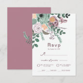 Bohemian Green & Mauve Chic Floral Flowers antwoor Kaart (Voorkant / Achterkant)