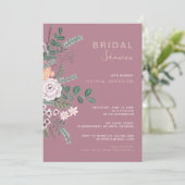 Bohemian Green & Mauve Chic Floral Flowers Bridal Kaart (Staand voorkant)