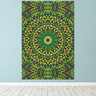 Bohemian Green Stone Mandala Premium Wrapped Canvas Afdruk