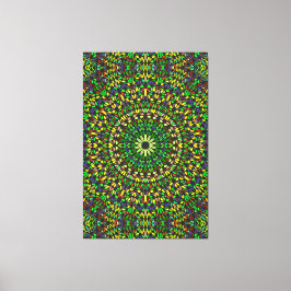 Bohemian Green Stone Mandala Premium Wrapped  Canvas Afdruk