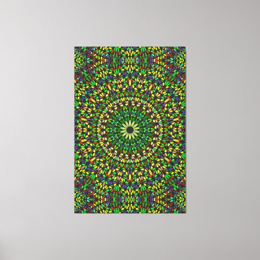 Bohemian Green Stone Mandala Premium Wrapped Canvas Afdruk (Voorkant)