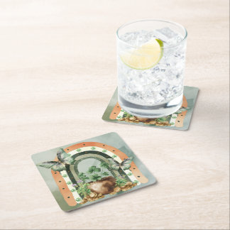 Bohemian Green Watercolor Rainbow Illustration Kartonnen Onderzetters