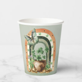 Bohemian Green Watercolor Rainbow Illustration Papieren Bekers