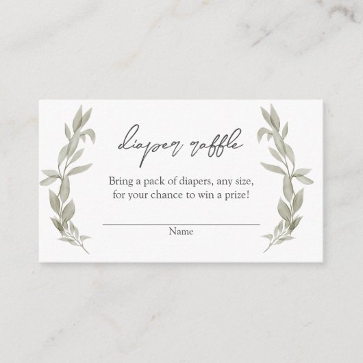 Bohemian Greenery Baby shower Diaper Raffle Insert Informatiekaartje (Voorkant)