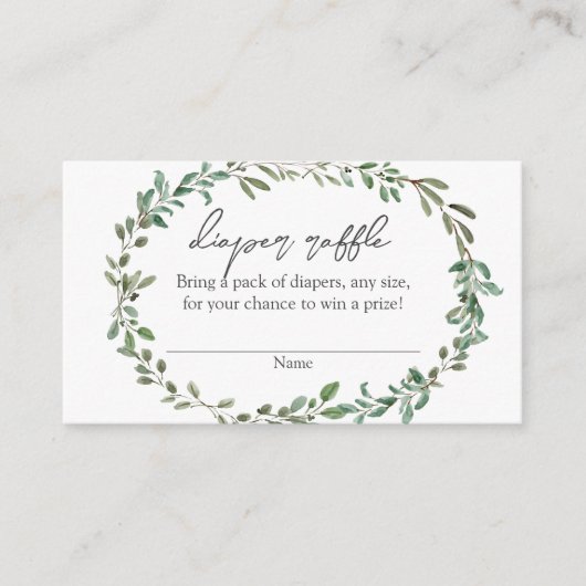 Bohemian Greenery Baby shower Diaper Raffle Insert Informatiekaartje (Voorkant)