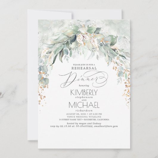 Bohemian Greenery Spring Garden Rehearsal Dinner Kaart (Voorkant)