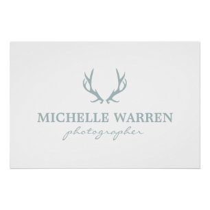 Bohemian Grey Antlers op witte Logo Downloaden Perfect Poster