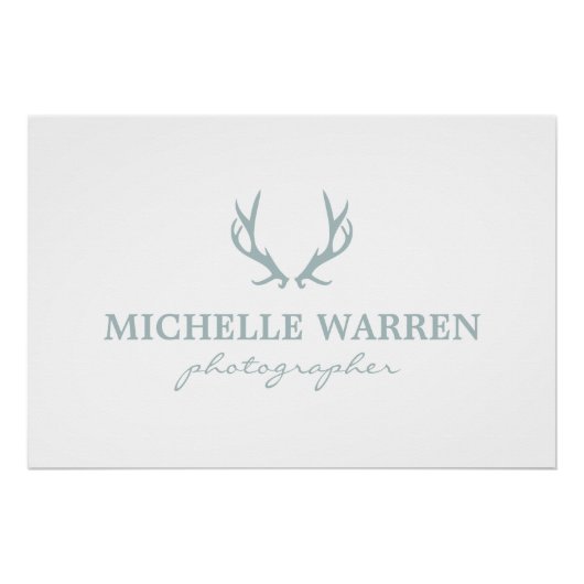 Bohemian Grey Antlers op witte Logo Downloaden Perfect Poster (Voorkant)