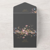 Bohemian Grey & Gold Wildflower Lijst Weddenschap All In One Uitnodiging (Buitenkant)