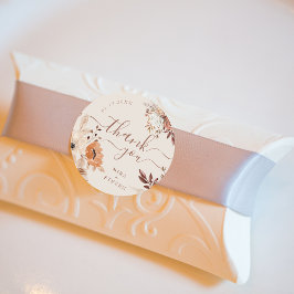 Bohemian grillige herfst bruiloft dank u ronde sticker