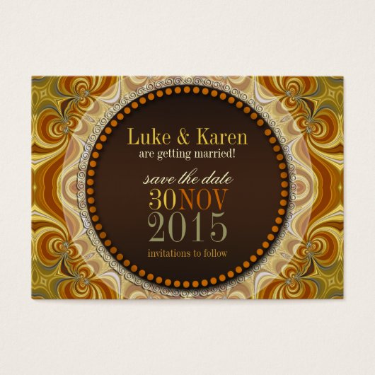 Bohemian Groove Swirls Save the Date Announce Kaar Visitekaartjes (Voorkant)