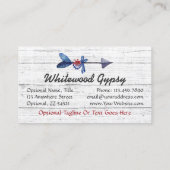 Bohemian Gypsy Arrow Feather & Beads Rustic Wood Visitekaartje (Achterkant)