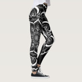 Bohemian Hand Drawn Mandala Black White Leggings (Rechts)