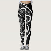 Bohemian Hand Drawn Mandala Black White Leggings (Voorkant)