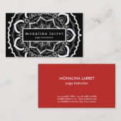 Bohemian Hand Drawn Mandala Black White Visitekaartje (Voorkant / Achterkant)