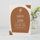 Bohemian Hand Drawn Natural Arch Botanical Wedding Kaart (Staand voorkant)