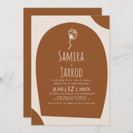 Bohemian Hand Drawn Natural Arch Botanical Wedding Kaart