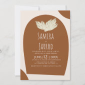 Bohemian Hand Drawn Natural Arch Pampas Wedding Kaart (Voorkant)