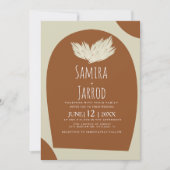 Bohemian Hand Drawn Natural Arch Pampas Wedding Kaart (Voorkant)