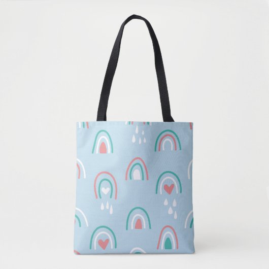 Bohemian hand drawn seamless pattern with rainbow tote bag (Voorkant)