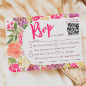 Bohemian heldere bloemenboog script chique bruilof RSVP kaartje