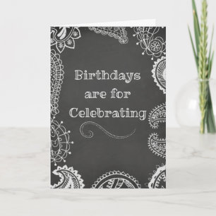 Bohemian Henna Chalkboard Birthday Card Kaart